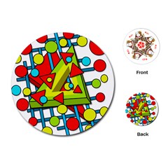 Crazy geometric art Playing Cards (Round) 