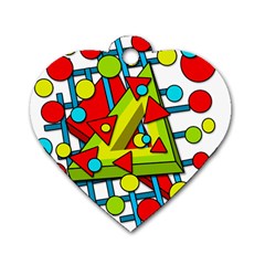 Crazy geometric art Dog Tag Heart (One Side)