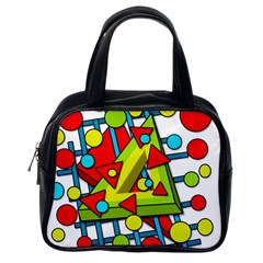 Crazy Geometric Art Classic Handbags (one Side) by Valentinaart