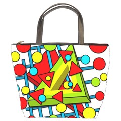 Crazy geometric art Bucket Bags