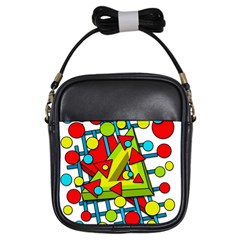 Crazy geometric art Girls Sling Bags