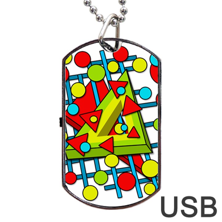 Crazy geometric art Dog Tag USB Flash (One Side)