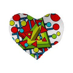 Crazy geometric art Standard 16  Premium Heart Shape Cushions