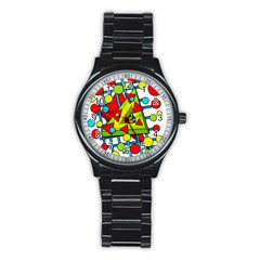 Crazy geometric art Stainless Steel Round Watch