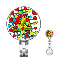 Crazy geometric art Stainless Steel Nurses Watch