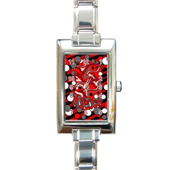 Red Mess Rectangle Italian Charm Watch