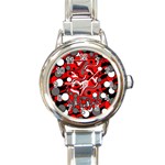 Red mess Round Italian Charm Watch Front