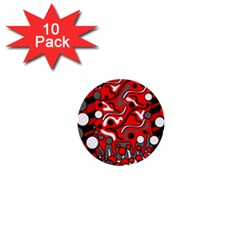 Red Mess 1  Mini Buttons (10 Pack) 