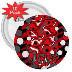 Red Mess 3  Buttons (10 Pack) 