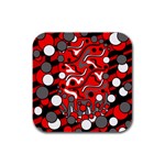 Red mess Rubber Square Coaster (4 pack)  Front