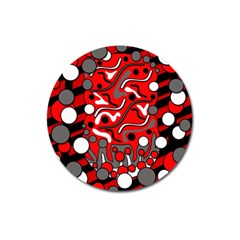 Red Mess Magnet 3  (round) by Valentinaart