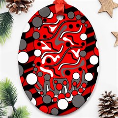 Red Mess Oval Ornament (two Sides)