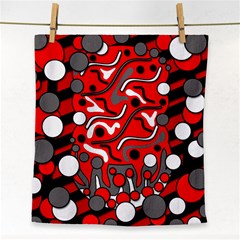 Red Mess Face Towel by Valentinaart