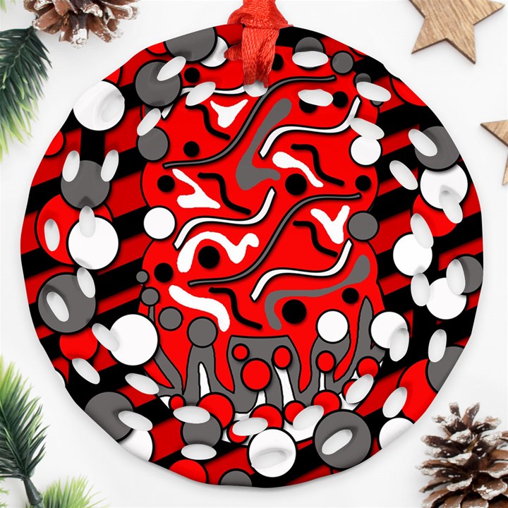 Red mess Round Filigree Ornament (2Side)