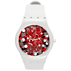 Red Mess Round Plastic Sport Watch (m)