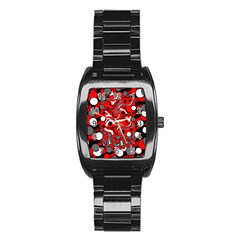 Red Mess Stainless Steel Barrel Watch