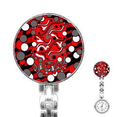 Red Mess Stainless Steel Nurses Watch by Valentinaart