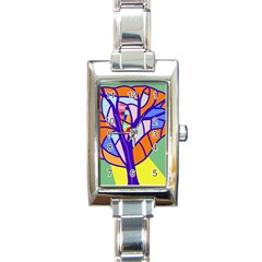 Decorative Tree 4 Rectangle Italian Charm Watch