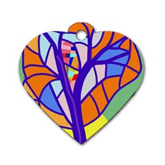 Decorative Tree 4 Dog Tag Heart (one Side)