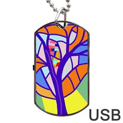 Decorative Tree 4 Dog Tag Usb Flash (one Side)