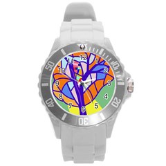 Decorative Tree 4 Round Plastic Sport Watch (l)