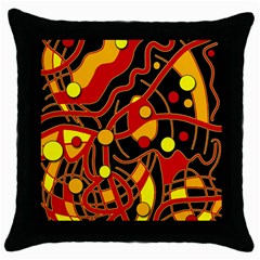 Orange Floating Throw Pillow Case (black)