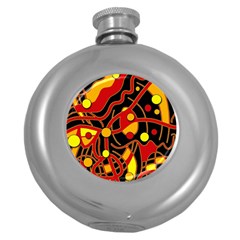 Orange Floating Round Hip Flask (5 Oz) by Valentinaart