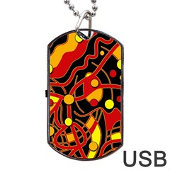 Orange Floating Dog Tag Usb Flash (one Side) by Valentinaart