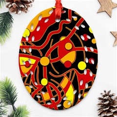 Orange Floating Oval Filigree Ornament (2-side)  by Valentinaart