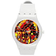 Orange Floating Round Plastic Sport Watch (m) by Valentinaart