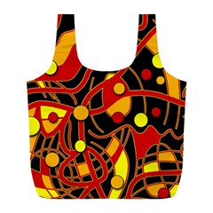 Orange Floating Full Print Recycle Bags (l)  by Valentinaart