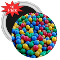 Funny Colorful Red Yellow Green Blue Kids Play Balls 3  Magnets (10 Pack) 