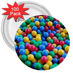 Funny Colorful Red Yellow Green Blue Kids Play Balls 3  Buttons (100 Pack)  by yoursparklingshop