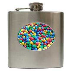 Funny Colorful Red Yellow Green Blue Kids Play Balls Hip Flask (6 Oz)