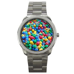 Funny Colorful Red Yellow Green Blue Kids Play Balls Sport Metal Watch by yoursparklingshop