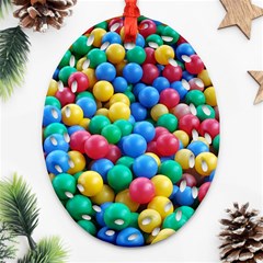 Funny Colorful Red Yellow Green Blue Kids Play Balls Ornament (oval Filigree) 