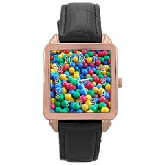 Funny Colorful Red Yellow Green Blue Kids Play Balls Rose Gold Leather Watch  by yoursparklingshop