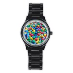 Funny Colorful Red Yellow Green Blue Kids Play Balls Stainless Steel Round Watch Front