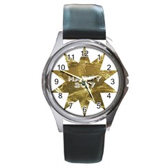 Happy New Year 2017 Gold White Star Round Metal Watch