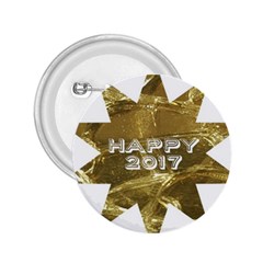 Happy New Year 2017 Gold White Star 2 25  Buttons by yoursparklingshop