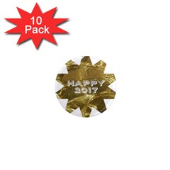 Happy New Year 2017 Gold White Star 1  Mini Magnet (10 Pack)  by yoursparklingshop