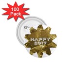 Happy New Year 2017 Gold White Star 1.75  Buttons (100 pack)  Front