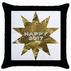 Happy New Year 2017 Gold White Star Throw Pillow Case (black)