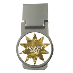 Happy New Year 2017 Gold White Star Money Clips (round)  by yoursparklingshop