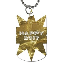 Happy New Year 2017 Gold White Star Dog Tag (one Side) by yoursparklingshop