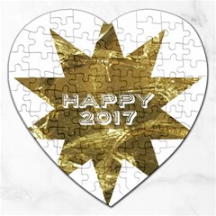 Happy New Year 2017 Gold White Star Jigsaw Puzzle (heart)