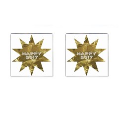 Happy New Year 2017 Gold White Star Cufflinks (square) by yoursparklingshop