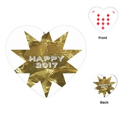 Happy New Year 2017 Gold White Star Playing Cards (heart)  by yoursparklingshop