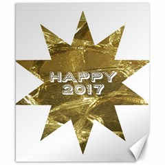 Happy New Year 2017 Gold White Star Canvas 8  X 10  by yoursparklingshop