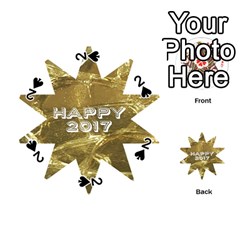 Happy New Year 2017 Gold White Star Playing Cards 54 (round)  by yoursparklingshop